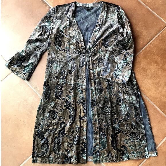 Citron Textured Velvet Robe - Duster - Iridescent and Colorful size M - Picture 14 of 14